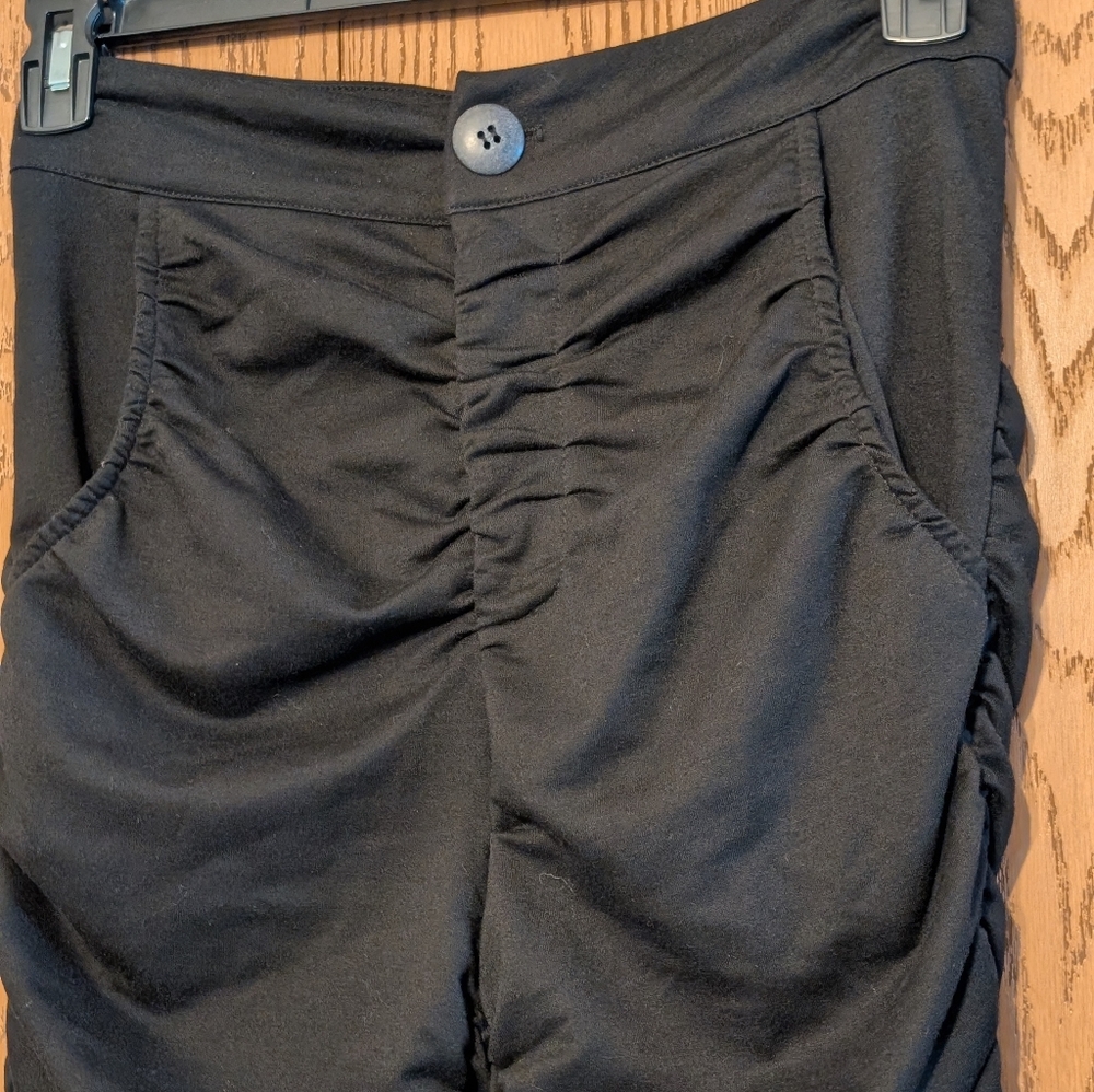 Black Ruched Split Hem Pants - Picture 7 of 11